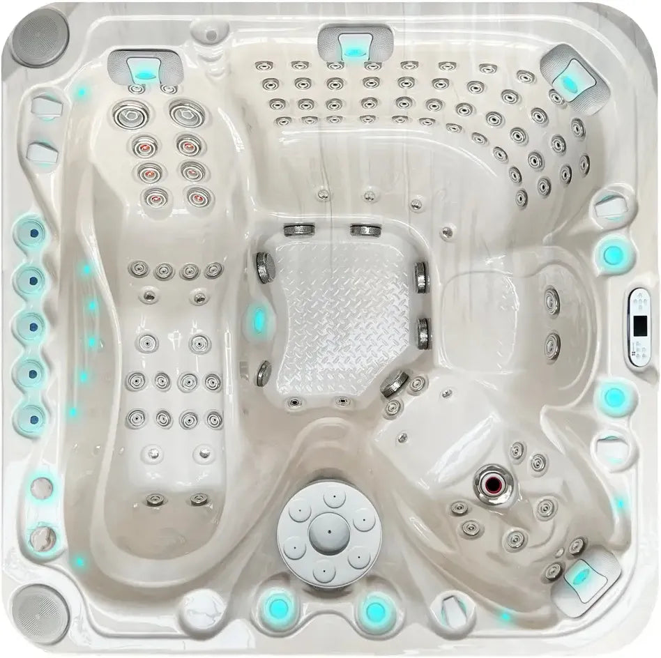 Vit PassionSpa Felicity Mighty Wave spabad med vit badkar, LED-belysning och jetmunstycken